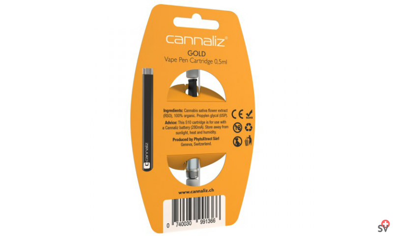 Cartouche Cannaliz « GOLD » 18% CBD (Phyto-Inhalation) vue de derrière