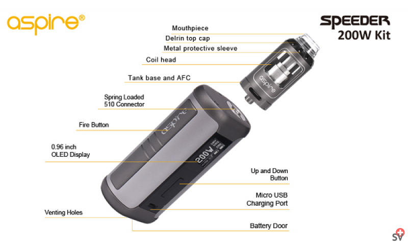 Aspire Speeder Kit 200W (Vaporizer) - Spec 1